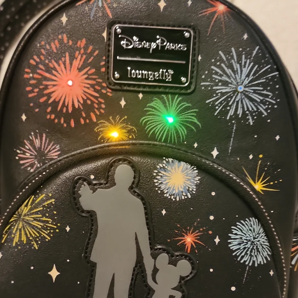 Loungefly Black Backpack with Colorful Fireworks - Picture 5 of 6